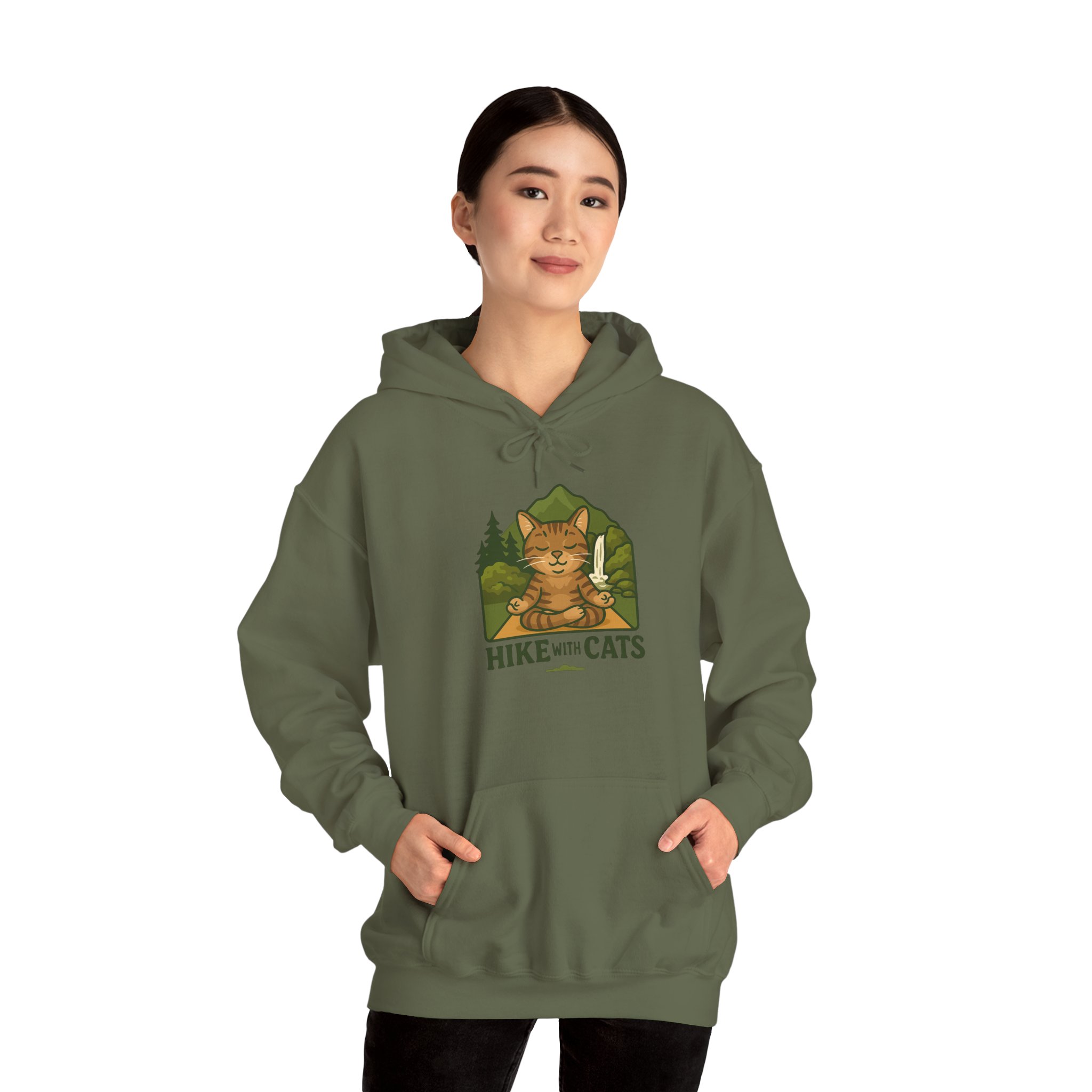 Cozy Zen Hike With Cats Hoodie - Image 7