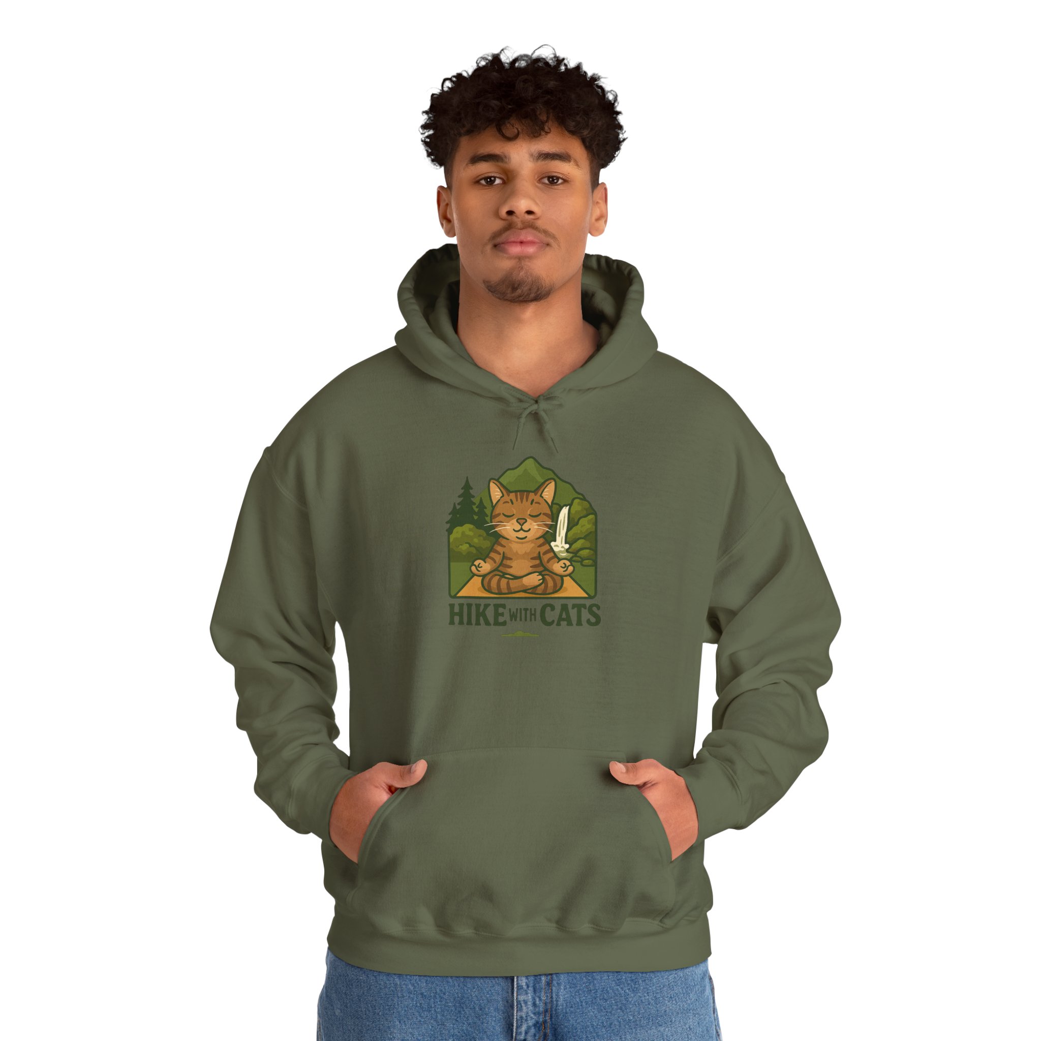 Cozy Zen Hike With Cats Hoodie - Image 8