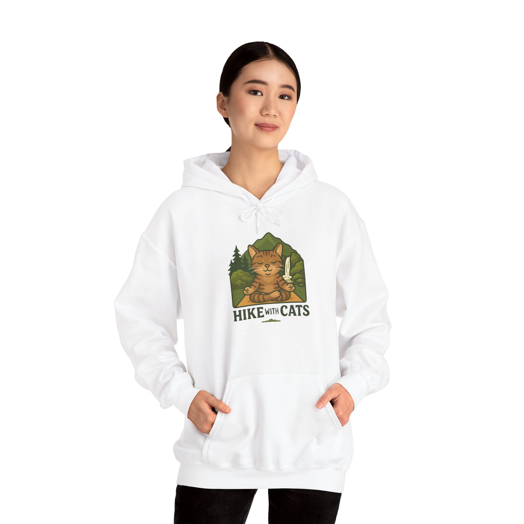 Cozy Zen Hike With Cats Hoodie