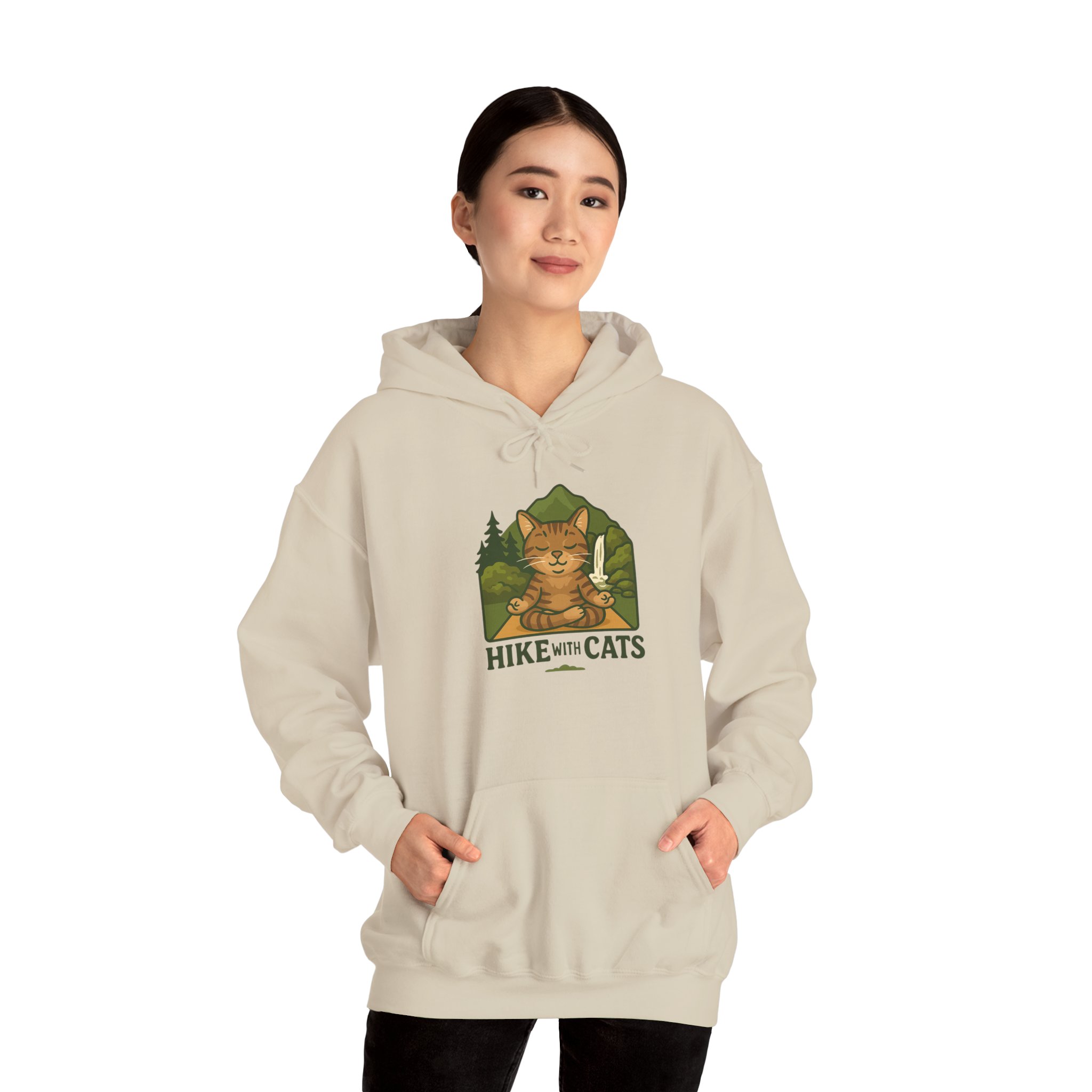 Cozy Zen Hike With Cats Hoodie - Image 4